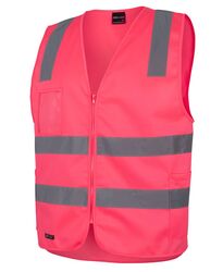 Hi Vis D+N Zip Safety Vest Pink