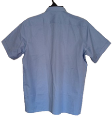 Two Tone Blue Epaulette Shirt Short Sleeve 